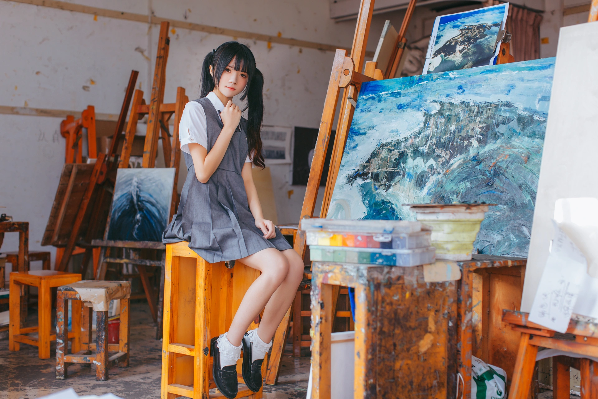 桜桃喵 - NO.067 画室少女 1